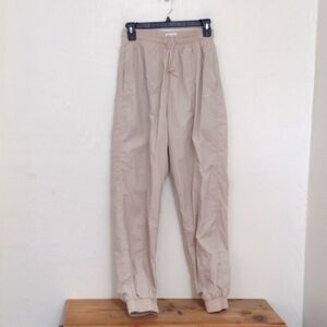 Wilo The Label Tan Elastic Drawstring Waist Parachute Pants Size S